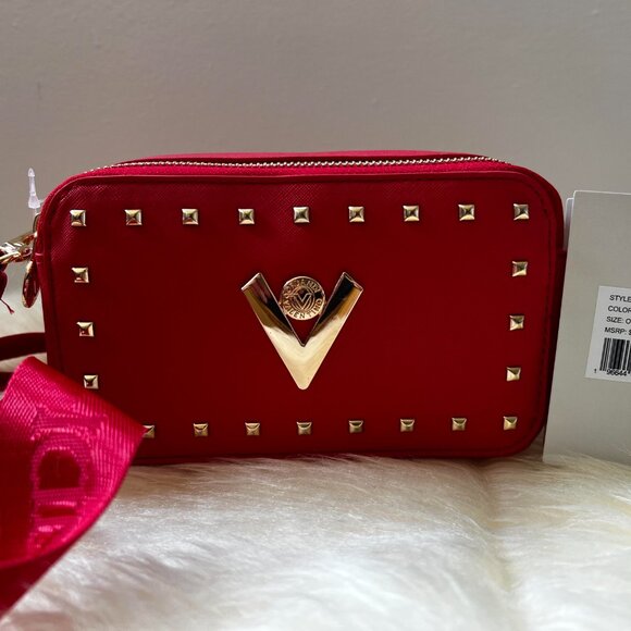 ❤️ NWT Valentino Orlandi Red Crossbody Handbag Purse w/Gold Studs ❤️ - Picture 5 of 6
